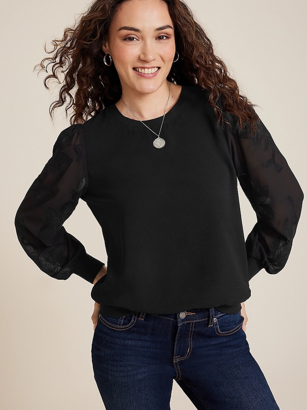 Maurice’s Floral Embroidered Long Sleeve Top - 2x